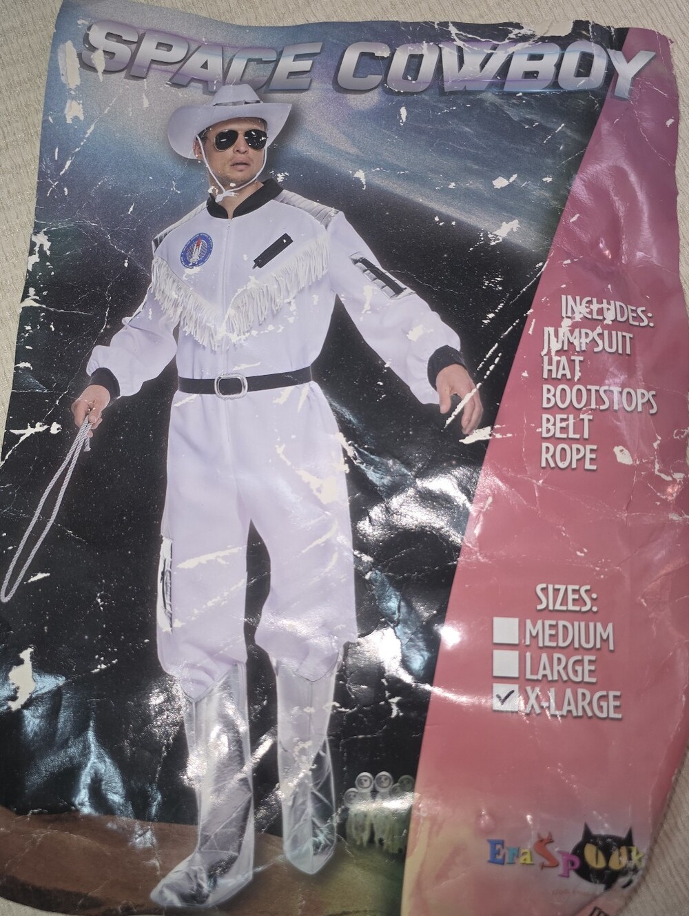 Space Cowboy Costume Era Spooky Mens XL Astronaut Western Halloween Complete